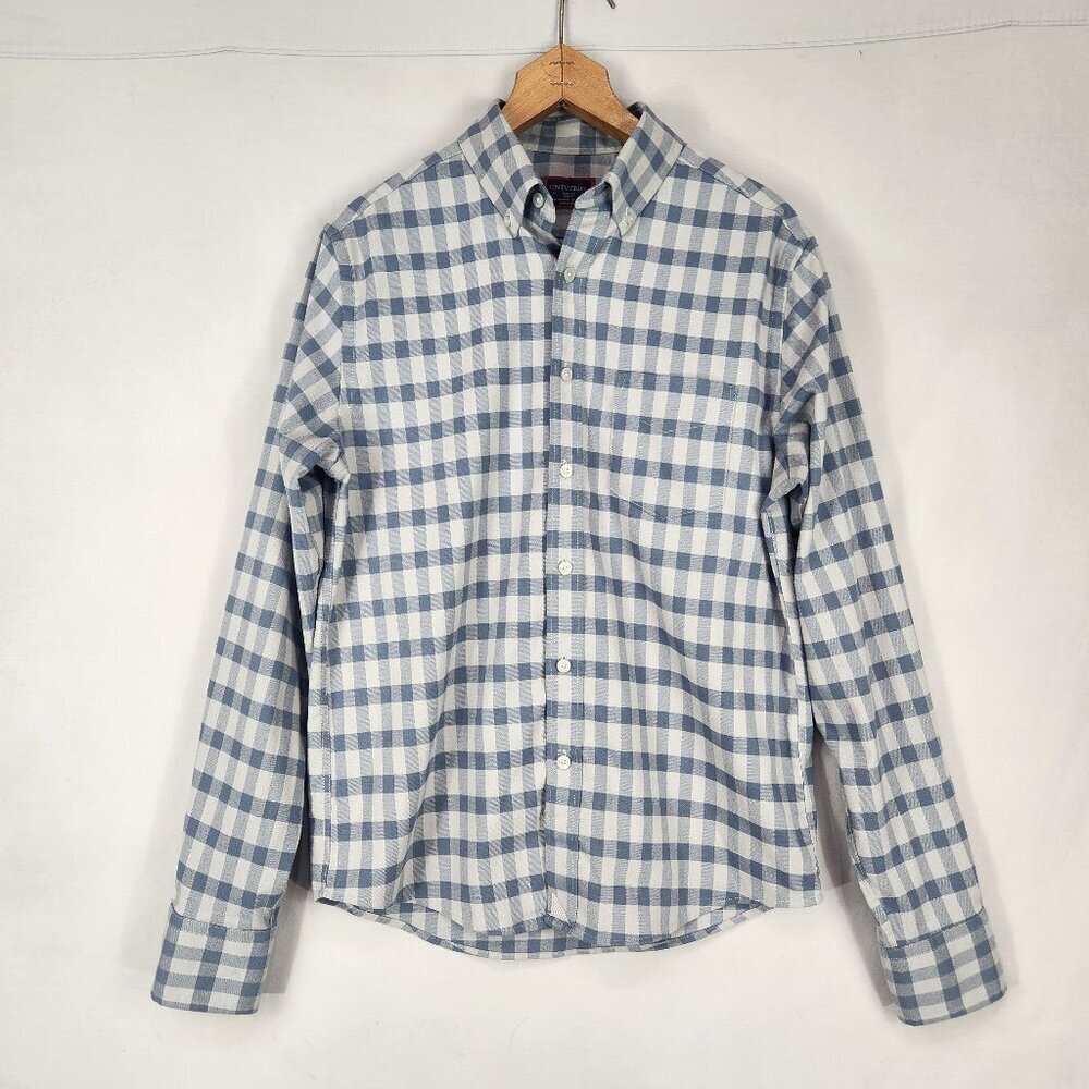 Untuckit Slime Fit Archie Soft Flannel Button Up Men's Shirt Size Small Blue